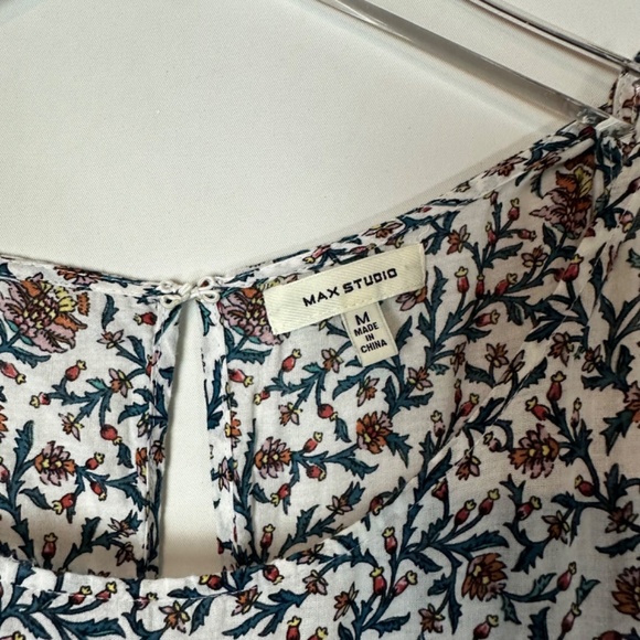 Max Studio Floral Cream Rose Branch Sleeveless Maxi Midi Tiered Dress Medium - Picture 6 of 6